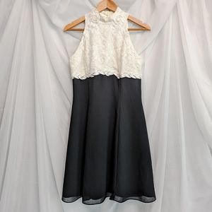 Black and white lace dress by Scott McClintock, vintage, size 8/med